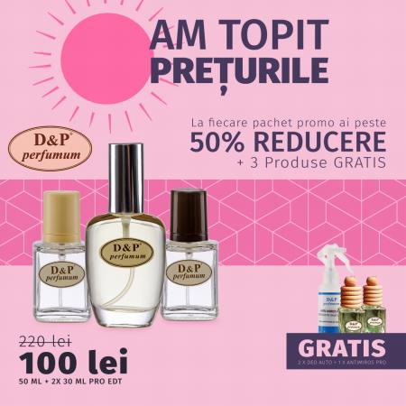 Frumusețe și Sanatate Oferte |  𝟓𝟎% 𝐑𝐞𝐝𝐮𝐜𝐞𝐫𝐞& 𝟑 𝐏𝐫𝐨𝐝𝐮𝐬𝐞 𝐆𝐑𝐀𝐓𝐈𝐒! de D&P Parfum | 19.05.2022 - 31.05.2022