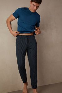 Ofertă Pantaloni Lungi Model Dungi Subțiri Albastru din B... 179 lei la Intimissimi