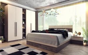 Ofertă Set dormitor 160/200 stejar harbor espresso + sampanie + alb 3654 lei la Mobila Videnov